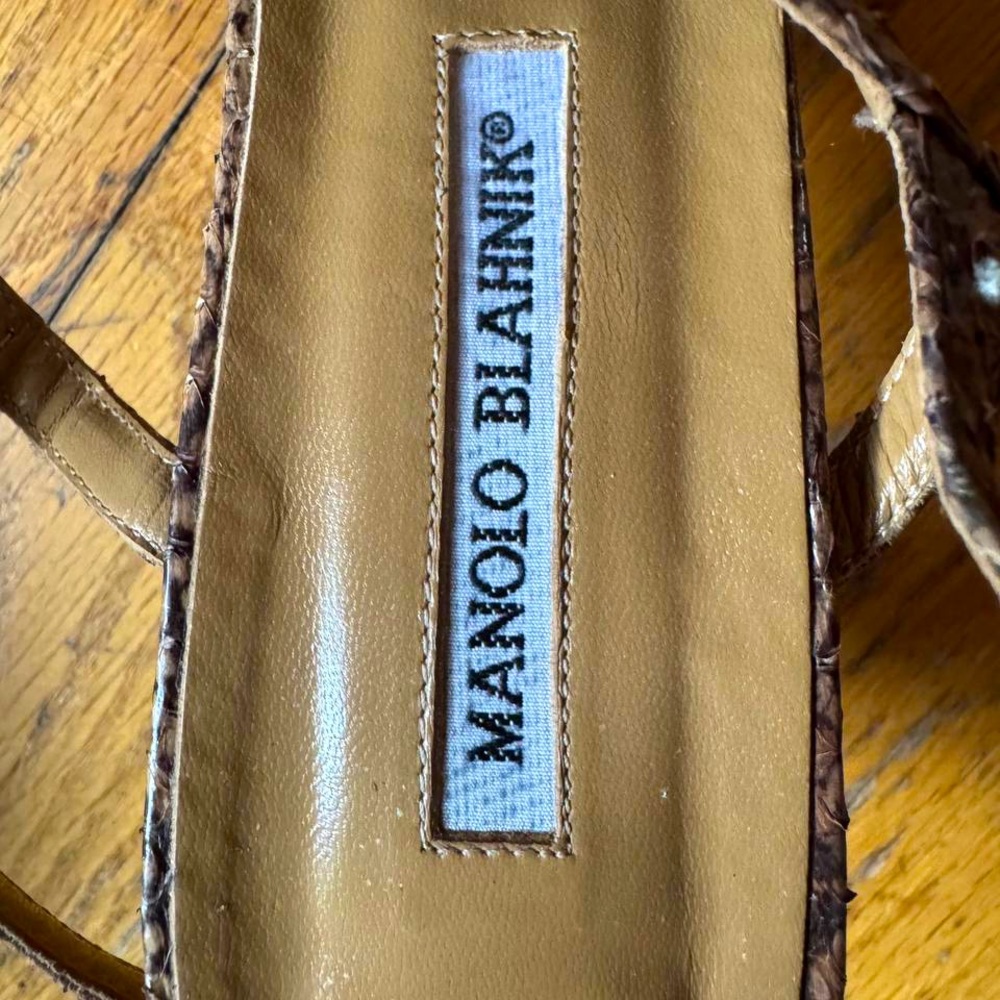 Manolo Blahnik Snakeskin Brown Heels EU40 - Picture 4 of 9